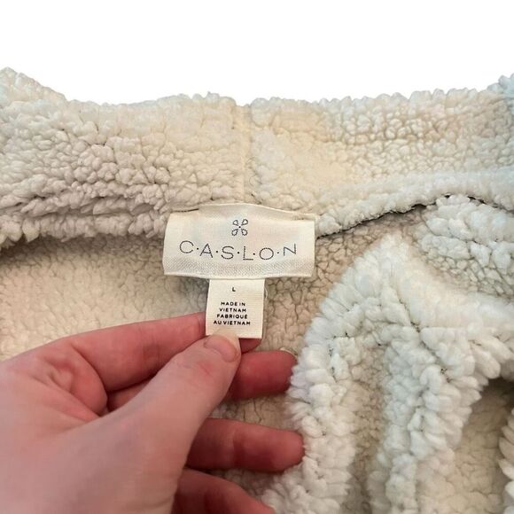 CASLON Olive Green Faux Shearling Vest Size Large - Picture 5 of 7